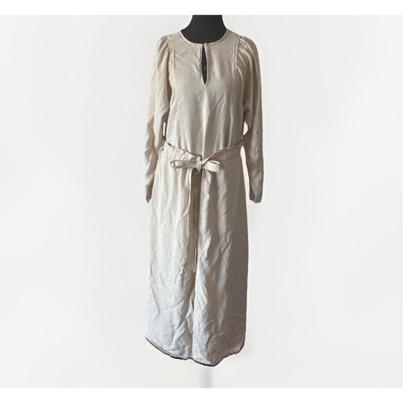 Madewell Tie-Front Paperbag Midi Dress Faux Wrap Peasant Boho Sz Medium - Picture 2 of 16